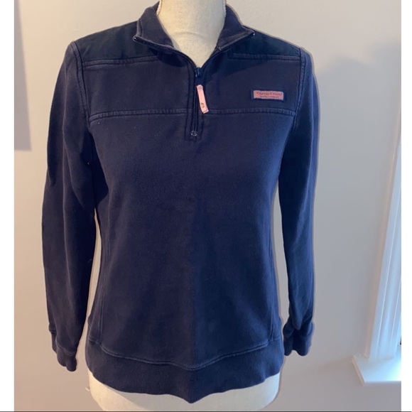 Vineyard Vines Quarter Zip Pullover Navy Sweatshirt Sz S - Picture 2 of 8
